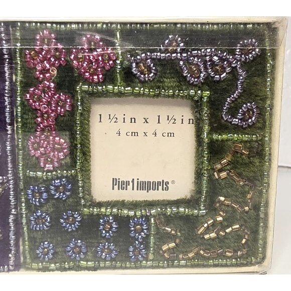 New Pier One Imports Fabric with Beading Design 1.5 x1.5 Mini Frames - Picture 4 of 6